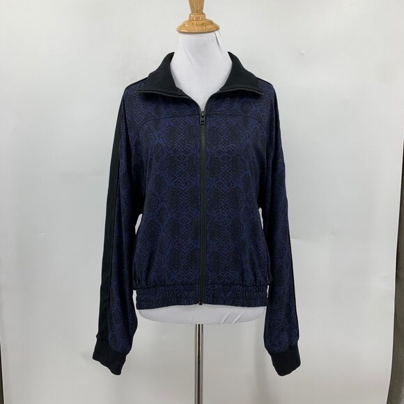 Athleta Brooklyn Track Bomber Jacket Women S Small Midnight Python Zipped Pocket - Picture 2 of 15